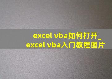 excel vba如何打开_excel vba入门教程图片
